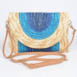 Colorful Faux Straw Envelope Clutch – Fuchsia