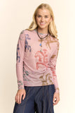 Running Horse Camo Printed Mesh Top — Dusty Pink