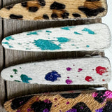 Western Hair On Cowhide Hair Clip Barrette: RAINBOW