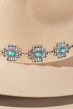 Western Cross Hat Band with Turquoise Stone