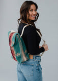 Cotton Wool Woven Teal Burgundy Tan Western Southwestern Aztec Backpack