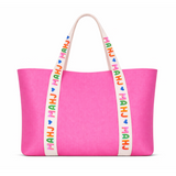 Mahjong Tile Tote Bag – Pink Saffiano Leatherette