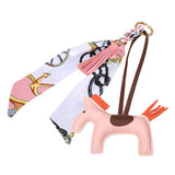 Vegan Leather Horse Tassel Scarf Keychain Bag Charm