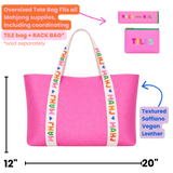 Mahjong Tile Tote Bag – Pink Saffiano Leatherette