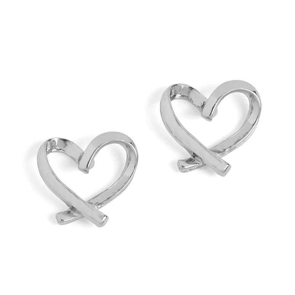 Signature Heart Stud Earrings - Silver