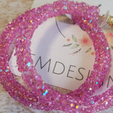 Pink Glitter Hoop Earrings 2 inch or 50mm