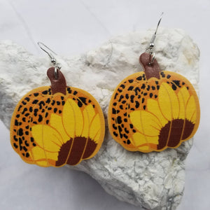 Fall Sunflower Pumpkin Earrings