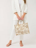 Coastal Jacquard Tote | Beige | Ocean Motif