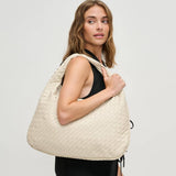 Victoria Woven Vegan Leather Hobo Bag | Natural