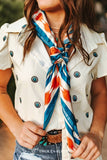 Teal & Orange Horse Aztec Double-Sided Wild Rag