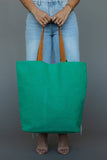 Green, Pink & Orange Western Woven Cotton Tote Bag | Boho Pom Tassel Tote