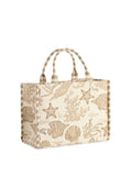 Coastal Jacquard Tote | Beige | Ocean Motif