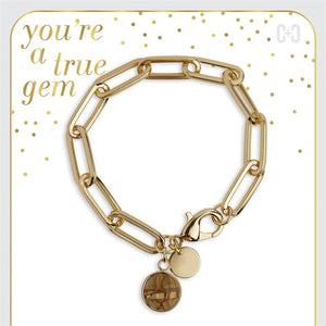 You're A True Gem Paperclip Link Bracelet Natural