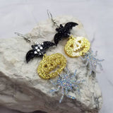 Sparkle Acrylic Goth Halloween Bat Pumpkin Spider Earrings