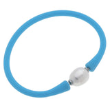 Bali Freshwater Pearl Silicone Bracelet Aqua