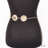 Vintage Look Metal Disk Chain Belt – Gold
