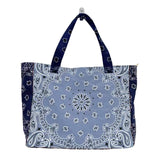 Bandana Print Canvas Tote - Bailey Light Blue/Navy