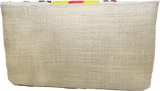 Jute Clutch with Beaded Flowers & Yellow/Red Stripe