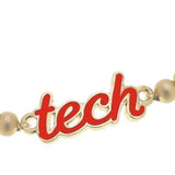 Texas Tech Red Raiders Script Game Day Ball Bead Stretch Bracelet in Satin Gold