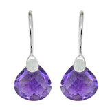 Purple Amethyst Teardrop Earrings | 925 Sterling Silver Natural Gemstone