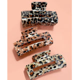 Rectangle Leopard Animal Print Hair Claw Clip Brown