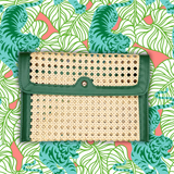 French Quarter Clutch | Green Vegan Leather & Cane