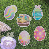 Pink Egg with Bunny and Flowers Easter Vinyl Sticker