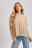 Sheer Asymmetric Textured Cape Top - Beige