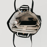 Woven Vegan Leather Organizer Tote Bag | Black