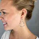 Teardrop Shape Delicate Dangle Earring Silvertone