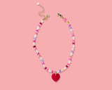 Maris Pink & Purple Beaded Necklace | Removable Heart Charm | 14K Gold Plated