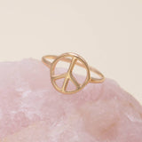 Peace Sign Cutout Ring Set | Gold Plated Metal