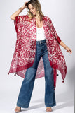 Punch Paisley Border Kimono | Red Boho Open-Front Layer