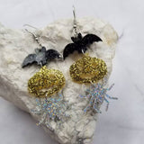 Sparkle Acrylic Goth Halloween Bat Pumpkin Spider Earrings