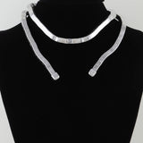 Abstract Box Chain Wrap Choker Necklace – Silver