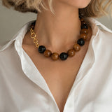 Navy Blue Gumball Beaded Statement Necklace | Eden Collection