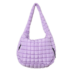 Light Purple Oversized Slouchy Quilted Puffer Puffy Hobo Tote Bag