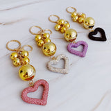 Bling It Girl Glam Heart Bauble Key Chain White Crystal Gold