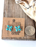 Western Clover Stud Earrings in AB Clear