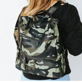 Nori Nylon Zipper Backpack Green Camo