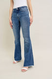 Mid Rise Vintage Wash Flare with Distressed and Fray Hem