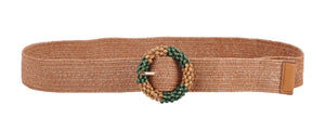 Boho Beaded Circle Buckle Stretch Belt