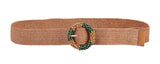 Boho Beaded Circle Buckle Stretch Belt