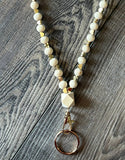 Gold Heart Beaded Teacher Nurse Lanyard with Breakaway Clasp