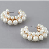 Faux Pearl Cluster Hoop Earrings | Elegant Statement Jewelry