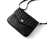 Vegan Leather Quilted Crossbody Flapover Bag