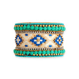 Adobe Charm Beaded Cuff Bracelet in Turquoise & River Blue