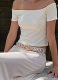 Western Cow Print Leather Belt - Calf Hair Belt with Gold Buckle