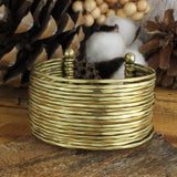 Gold Metal Thin Hammered Bunch Cuff Bracelet