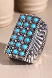 Decorative Semi Stone Ring | Turquoise | Adjustable | Western Boho